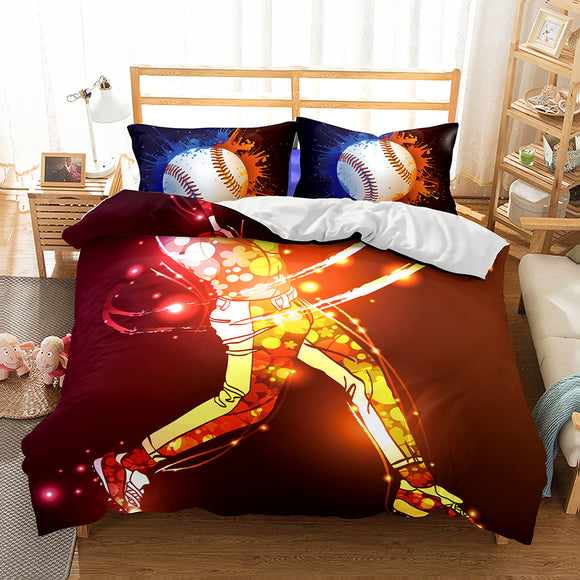Drop Shipping 3D Bedding Set Print Duvet cover set Bedclothes with pillowcase bed set Boy  Gife Baseball Print