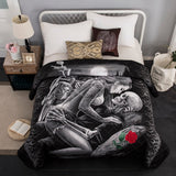 Bedspread Quilted Bed Spread  Bed Cover Double  Summer Quilt Blanket US Queen 3D Skull 230x230cm 1pcs