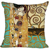 Gustav Klimt Style Throw Pillowcase Square Pillow Cover Custom Gift 40x40cm