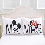 Cute Mickey Mouse Pillow Case White Couple Lovers Gift Pillow Throw Pillowcases Home Beddroom Two Pair Pillows Bedding Set Capa