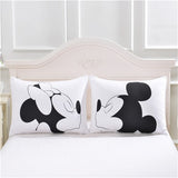 Cute Mickey Mouse Pillow Case White Couple Lovers Gift Pillow Throw Pillowcases Home Beddroom Two Pair Pillows Bedding Set Capa