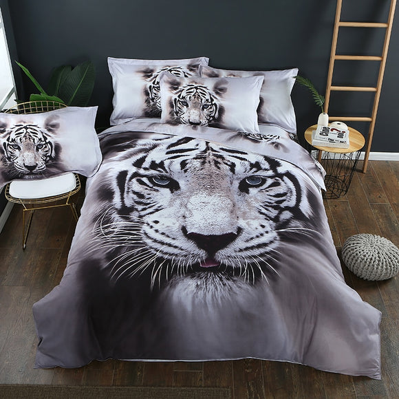2/3pcs 3D Duvet Cover Bedding Set  Bed Quilt Cover Clothes Pillowcase Kids Bedroom Twin Full Queen King Size Tiger