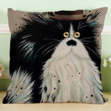 MUQGEW Vintage white and black Cat Dog Cotton cute Pillow  Sofa Waist Throw Cushion Home Car Decor