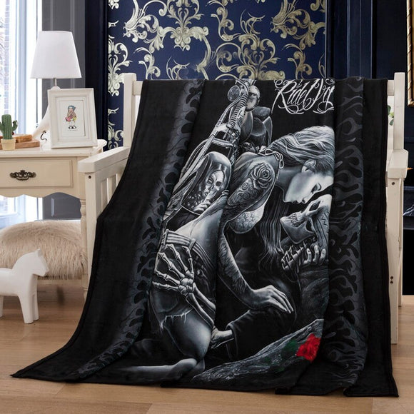 Drop shipping  Beauty Skull Thick Blanket Soft Fleece Throw Blankets For Beds Adults Bedding Cover Bedspread 150*200cm