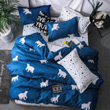 Solstice Cartoon Pink Flamingo Bedding Sets 3/4pcs Geometric Pattern Bed Linings Duvet Cover Bed Sheet Pillowcases Cover Set