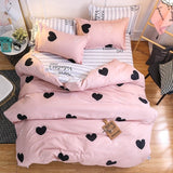 Solstice Cartoon Pink Flamingo Bedding Sets 3/4pcs Geometric Pattern Bed Linings Duvet Cover Bed Sheet Pillowcases Cover Set