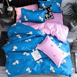 Solstice Cartoon Pink Flamingo Bedding Sets 3/4pcs Geometric Pattern Bed Linings Duvet Cover Bed Sheet Pillowcases Cover Set