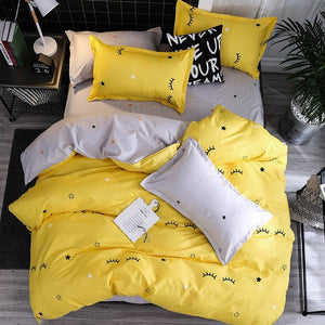 Solstice Cartoon Pink Flamingo Bedding Sets 3/4pcs Geometric Pattern Bed Linings Duvet Cover Bed Sheet Pillowcases Cover Set