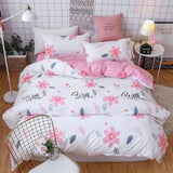 Solstice Cartoon Pink Flamingo Bedding Sets 3/4pcs Geometric Pattern Bed Linings Duvet Cover Bed Sheet Pillowcases Cover Set