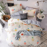 Solstice Cartoon Pink Flamingo Bedding Sets 3/4pcs Geometric Pattern Bed Linings Duvet Cover Bed Sheet Pillowcases Cover Set