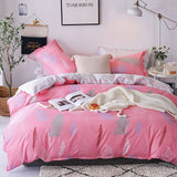 Solstice Cartoon Pink Flamingo Bedding Sets 3/4pcs Geometric Pattern Bed Linings Duvet Cover Bed Sheet Pillowcases Cover Set