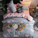 Solstice Cartoon Pink Flamingo Bedding Sets 3/4pcs Geometric Pattern Bed Linings Duvet Cover Bed Sheet Pillowcases Cover Set