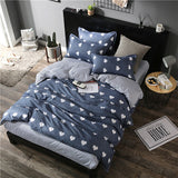 Classic bedding set 5 size grey blue flower bed linen 4pcs/set duvet cover set Pastoral bed sheet AB side duvet cover 2019 bed