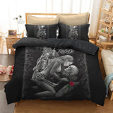 Drop Shipping 2/3pcs 3D Ride Die Bedding Set Halley Motorcycle Duvet Cover Pillowcase Red Rose Beauty Kiss Skull Duvet Cover Set