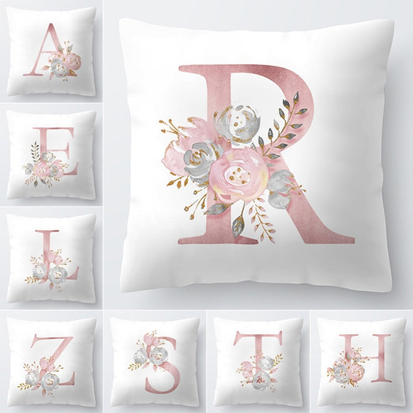 Letter Pillow Cover 45x45cm Room  English Alphabet For  Home goods 1PC Flower Pillowcase Polyester
