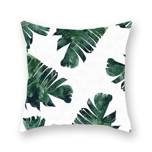 Tropical Plants Pillow Case Polyester Decorative Pillowcases Green Leaves Throw Pillow Cover Square 45*45cm Poszewki Na Poduszki