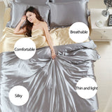 2pcs/3Pcs/4pcs Nordic Style Silk Bedding Set Queen Size Satin Grey Duvet Cover Solid Color Set Simple Beautiful Bedclothes