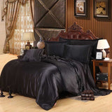 2pcs/3Pcs/4pcs Nordic Style Silk Bedding Set Queen Size Satin Grey Duvet Cover Solid Color Set Simple Beautiful Bedclothes