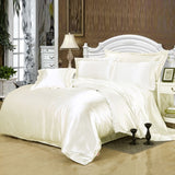 2pcs/3Pcs/4pcs Nordic Style Silk Bedding Set Queen Size Satin Grey Duvet Cover Solid Color Set Simple Beautiful Bedclothes