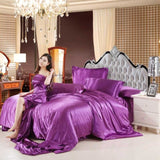 2pcs/3Pcs/4pcs Nordic Style Silk Bedding Set Queen Size Satin Grey Duvet Cover Solid Color Set Simple Beautiful Bedclothes