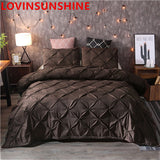 Luxury Black Duvet Cover Pinch Pleat Brief Bedding Set Queen King Size 3pcs Bed Linen set Comforter Cover Set With Pillowcase