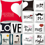 45*45cm New Square Decorative Throw Lovers Couple Pillow Case Cartoon  Pattern sweetheart Pillowcase For Home Pillow Cover