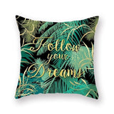 Tropical Plants Pillow Case Polyester Decorative Pillowcases Green Leaves Throw Pillow Cover Square 45*45cm Poszewki Na Poduszki