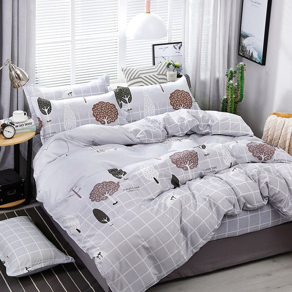 A32 4pcs/set Psychedelic Forest Cartoon Trees Printing Bedding Set Bed Linings Duvet Cover Bed Sheet Pillowcases Cover Set