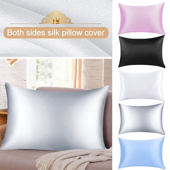 1PC Soft Mulberry Plain Pillow Case Pure Emulation Satin Square Pillow Single Cover Chair Seat Silk Pillowcase Cover