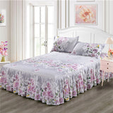 Classic Single Layer Bed Skirt Bedding Sets Non-slip Sheet Cover Bed Sheet Room Decor Flower Printing Bedspread Pillowcase 3pcs