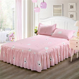 Classic Single Layer Bed Skirt Bedding Sets Non-slip Sheet Cover Bed Sheet Room Decor Flower Printing Bedspread Pillowcase 3pcs