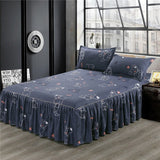 Classic Single Layer Bed Skirt Bedding Sets Non-slip Sheet Cover Bed Sheet Room Decor Flower Printing Bedspread Pillowcase 3pcs