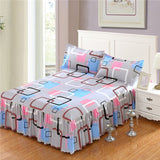 Classic Single Layer Bed Skirt Bedding Sets Non-slip Sheet Cover Bed Sheet Room Decor Flower Printing Bedspread Pillowcase 3pcs