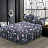Classic Single Layer Bed Skirt Bedding Sets Non-slip Sheet Cover Bed Sheet Room Decor Flower Printing Bedspread Pillowcase 3pcs