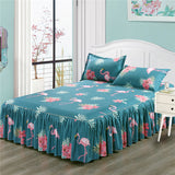 Classic Single Layer Bed Skirt Bedding Sets Non-slip Sheet Cover Bed Sheet Room Decor Flower Printing Bedspread Pillowcase 3pcs