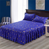 Classic Single Layer Bed Skirt Bedding Sets Non-slip Sheet Cover Bed Sheet Room Decor Flower Printing Bedspread Pillowcase 3pcs